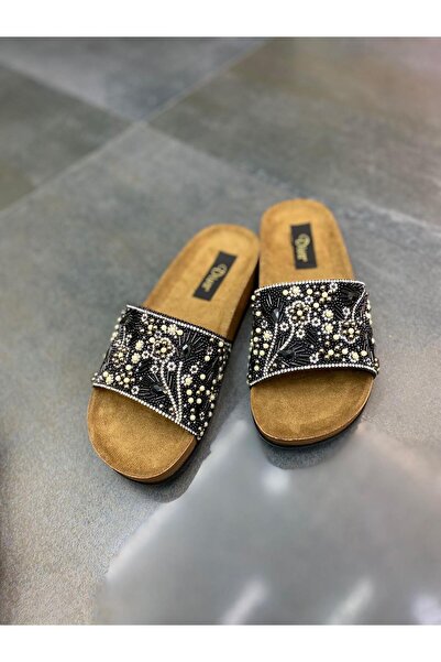 DİVA Diva Siyah Boncuklu Kadın Günlük Terlik