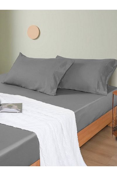 VESSİNOHOME Cotton Elastic Sheet Set Single Double King Size 57 Wire Fabric Size White-coloured