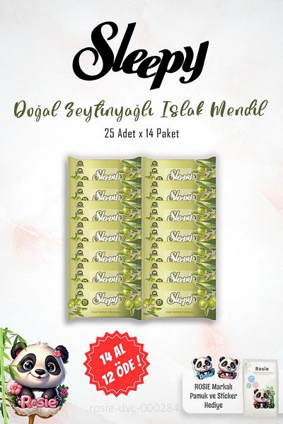 Sleepy 14 GET 12 PAY Sleepy Natural Olive Oil Wet Wipes 25 Pack and ROSIE