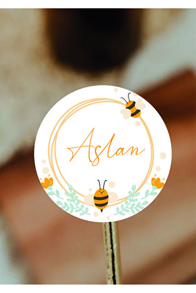 WALLHUMAN İsimli Kişiye Özel Yuvarlak Bebek Etiket/sticker 4x4cm 96 Adet