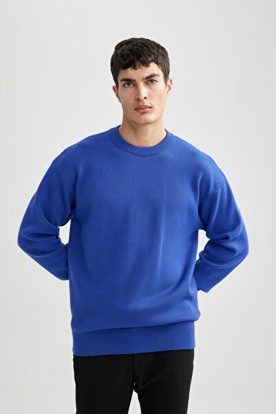 DeFacto Pulover de bază, simplu, cu gât crew, relaxat, A8449ax23wn