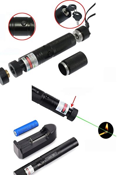 kar-bul Green Laser Pointer Şarjlı Güçlü Yeşil Lazer Metal Kasa Ve Priz Dönüştürücü Fiş Çevirici Hediye
