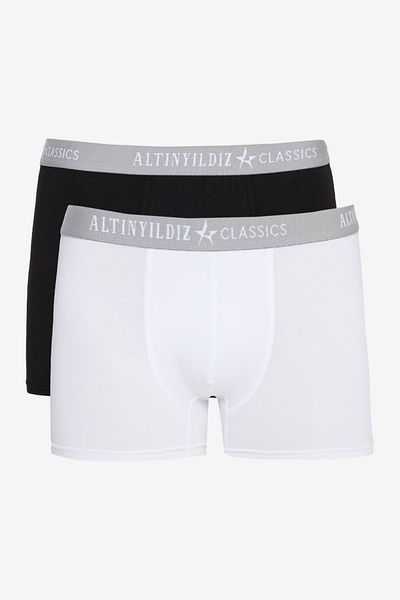 ALTINYILDIZ CLASSICS Мъжки боксерки, черно-бели, стандартна кройка, 2 броя, с гъвкави шарки