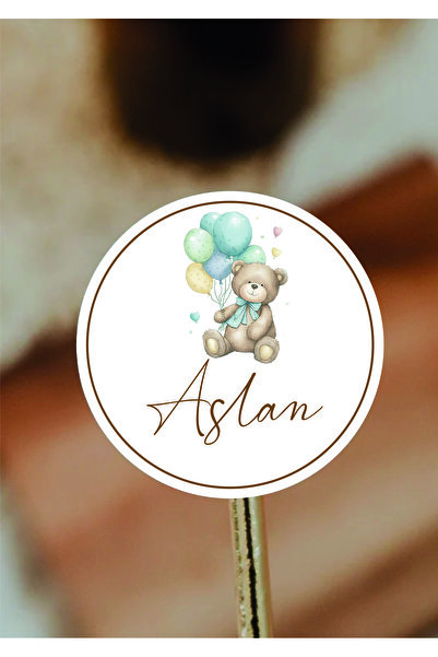 WALLHUMAN İsimli Kişiye Özel Yuvarlak Bebek Etiket/sticker 4x4cm 96 Adet