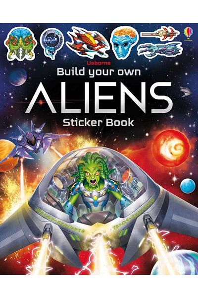 Usborne Alien Stickers Slide Book - Buttoned with Heart Feature