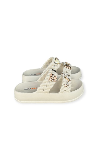 AkınalBella Women's Two-belt Lightweight Soft Tab Beach Pool Daily Slippers