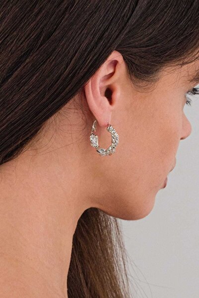 MRK Tırtıklı Parlak Kadın Halka Küpe