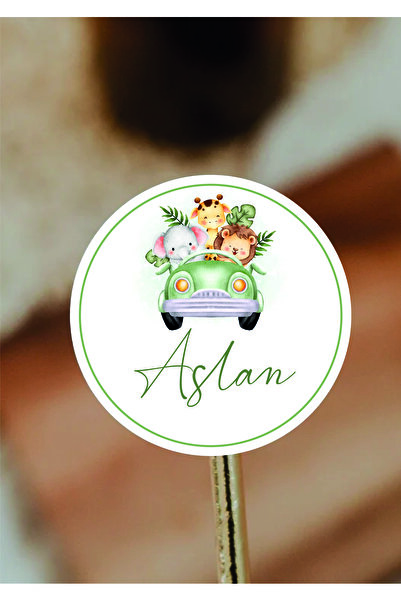 WALLHUMAN İsimli Kişiye Özel Yuvarlak Bebek Etiket/sticker 4x4cm 96 Adet