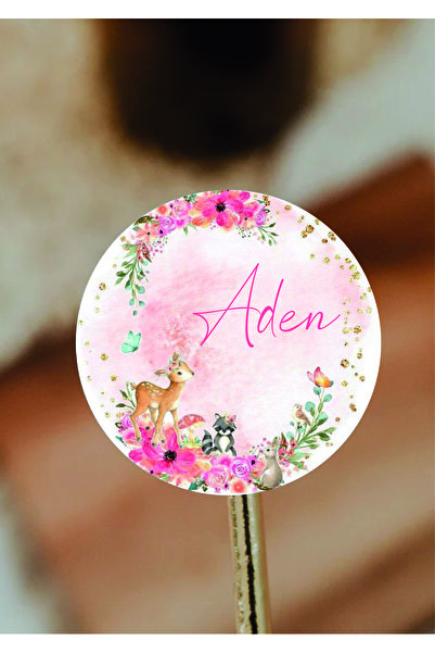 WALLHUMAN İsimli Kişiye Özel Yuvarlak Bebek Etiket/sticker 4x4cm 96 Adet