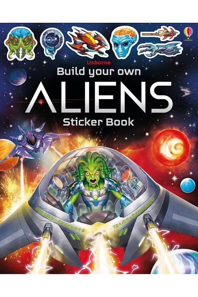 Usborne Alien Stickers Slide Book - Buttoned with Heart Feature