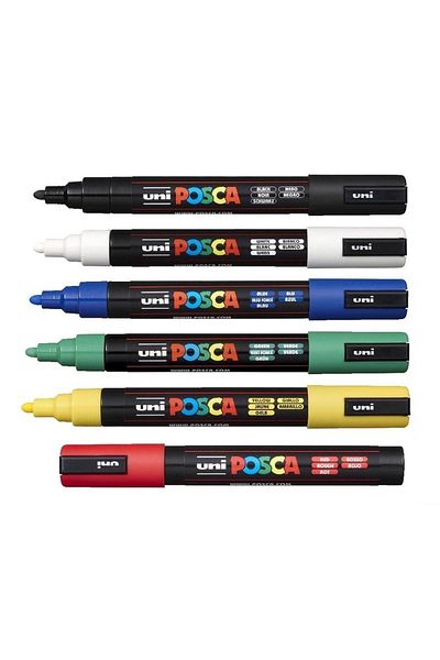 Uni Posca PC-3M Painting Marker Set of 6 Primary Colors