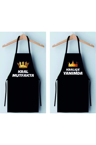 yeşil baskı merkezi kral mutfakta kralice yanımda baskılı set mutfak önlüğü