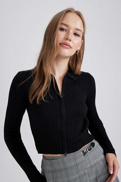 DeFacto Regular Fit Polo Neck Knitwear Cardigan - Coool X4926az23au
