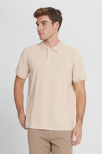 ALTINYILDIZ CLASSICS Pánské tričko Milk Brown-ecru Polo Collar Slim Fit 100% bavlna