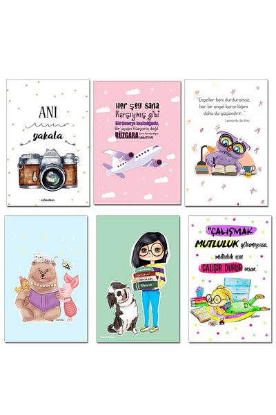 Fatofotofan Student Motivation Card Set of 6, Card Gift
