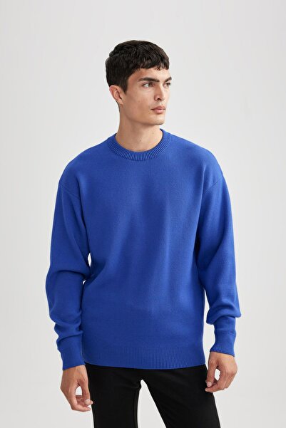 DeFacto Pulover de bază, simplu, cu gât crew, relaxat, A8449ax23wn