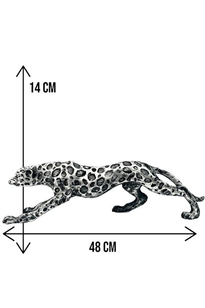 Peramari Dekoratif Polyester Leopar Biblo Büyük Boy Gümüş Eskitme
