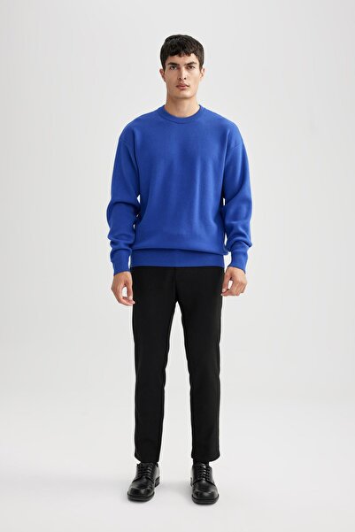 DeFacto Πουλόβερ Relax Fit Crew Neck Basic απλό πλεκτό A8449ax23wn