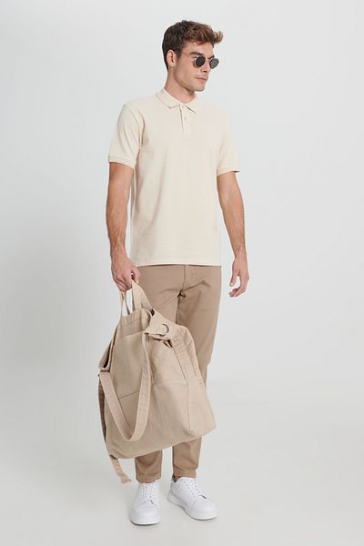 ALTINYILDIZ CLASSICS Béžovo-ecru Slim Fit Polo Collar Pánské tričko - 100% bavlna