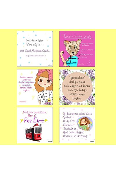 Fatofotofan Enerjik Motto Kartlar Tel Pano Veya Mantar Pano Için Dekorasyon Motivasyon Kartı 6 Adet