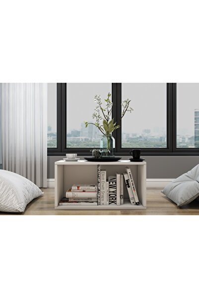 Nettrends Eva İçi Bölmeli Modern Beyaz Orta Sehpa