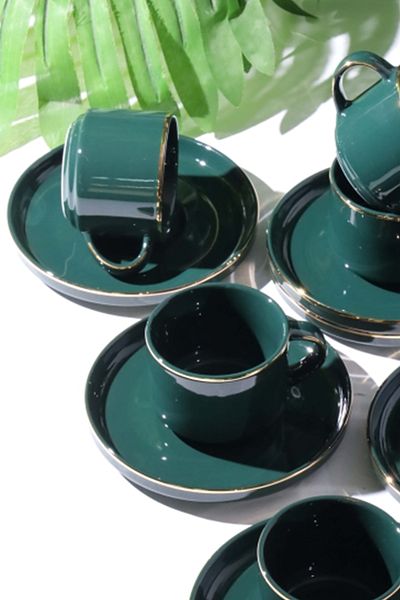 AROW Pink and More TR-3079 - 12 Piece Porcelain Coffee Cup Set for 6 People