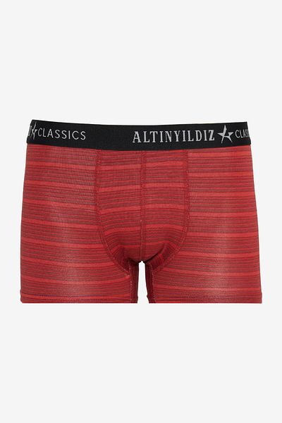 ALTINYILDIZ CLASSICS مجموعة بوكسر رجالية من القطن الفاخر باللون الأنثراسيت والأحمر الداكن مقاس قياسي ومرنة مكونة من قطعتين
