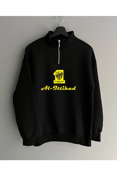 Pisa Art Al-ittihad Written Half Zipper Sweatshirt