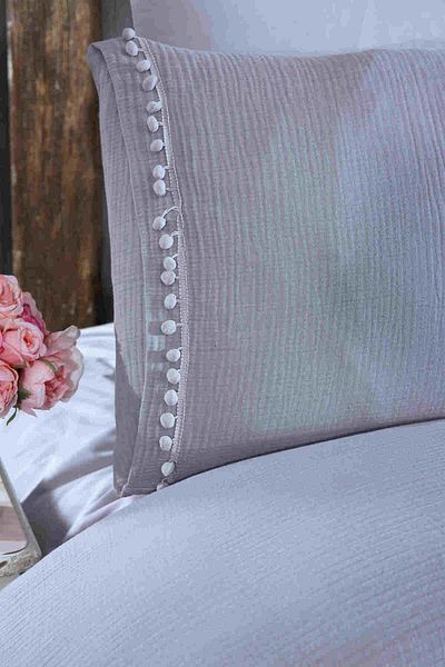 Solinas Collection Maya Muslin Gray Double Bedspread - Pique Set