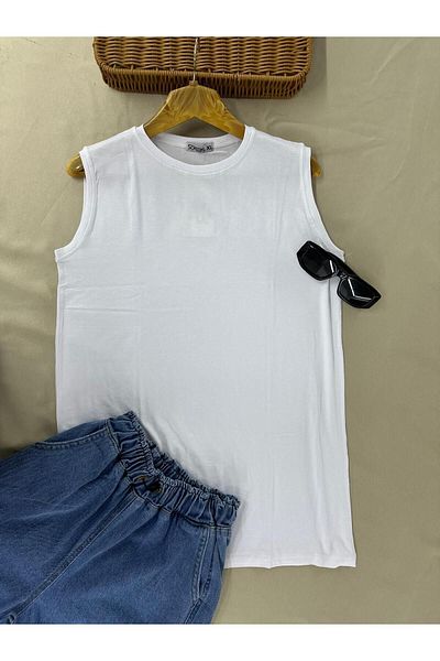 skycott White Viscose Body - Round Neck, Sleeveless Undershirt