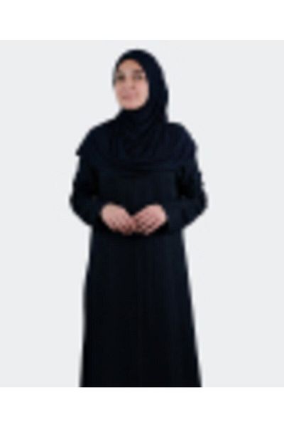 Çağrı Black Women's Prayer Dress - Cotton Viscose, Patternless and Zippered