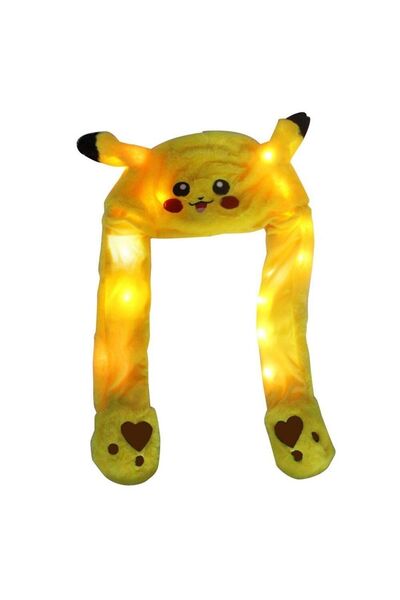 Genel Markalar Pikaçu Kulakları Hareket Eden Işıklı Pokemon Peluş Pikachu Şapka