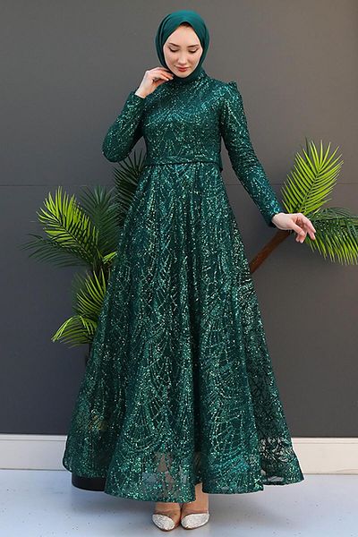 GİZ AGİYİM Βραδινό φόρεμα Emerald Mira Glittery Tulle