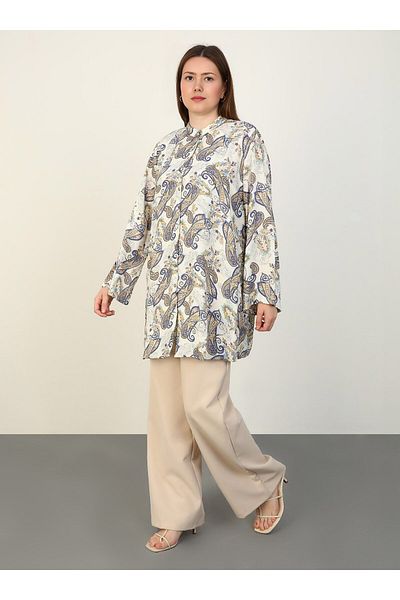 ALİA Large Size Viscose Tunic - Shawl Pattern - Alia