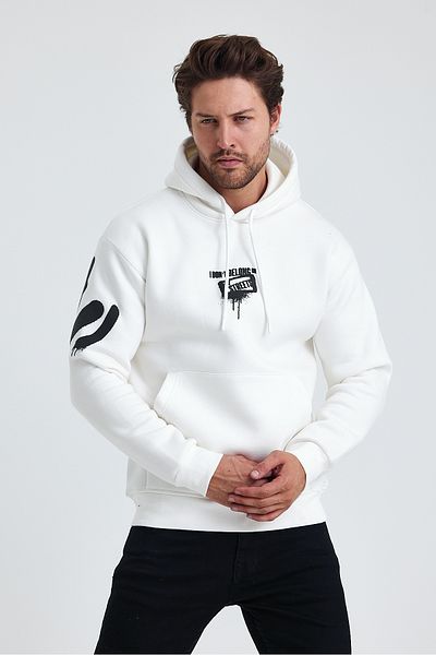 Tarz Cool Ανδρικό φούτερ Fleece με κουκούλα από βαμβάκι - 3 κλωστές, Standard Fit