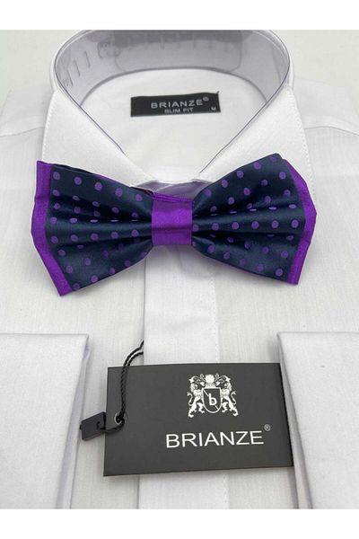 Brianze Navy Blue Purple Dot Bow Tie