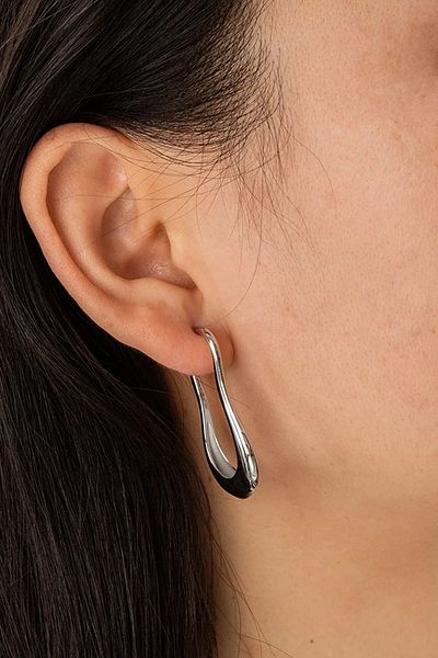Glaren Drop Shaped Oval Design Silver Color Women's Earrings