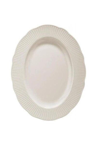 Kütahya Porselen Bone Ilay 24 cm Kayık Tabak Dekorsuz