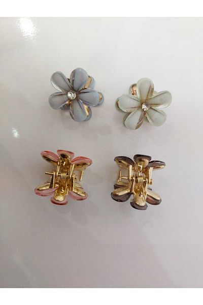 Minvallife Crystal Flower Patterned 4-piece Mini Latch Buckle Set