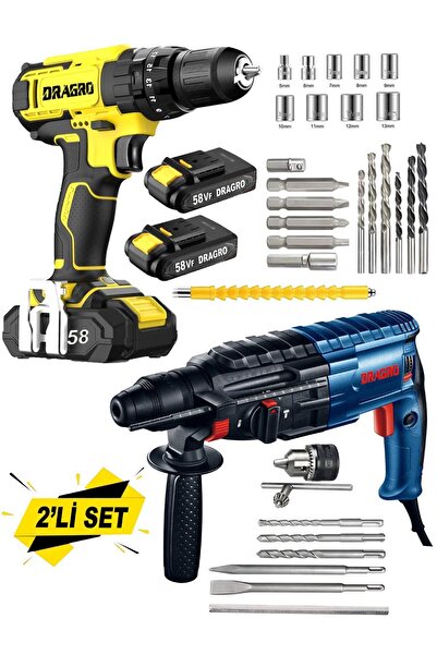 Genel Markalar Alman EKO 2 Li Set 4200 W Kırıcı Delici Hilti 58 V Setli Şarjl...