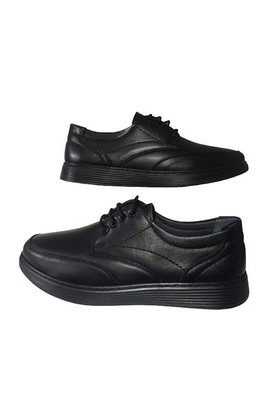 Golden Genuine Leather Men's Black Shoes - Orthopedic Sole, String, Casual Stylish - Goldnn69-22