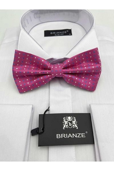 Brianze Pink Blue White Dotted Bow Tie