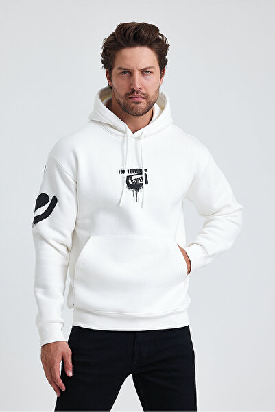 Tarz Cool Ανδρικό φούτερ Fleece με κουκούλα από βαμβάκι - 3 κλωστές, Standard Fit