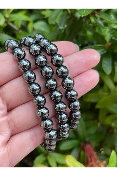 eHediyecim Natural Hematite Stone Bracelet