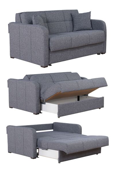 Kilim Mobilya Adonis Xl Iki Kişilik Yataklı Ve Bazalı Kanepe Gri