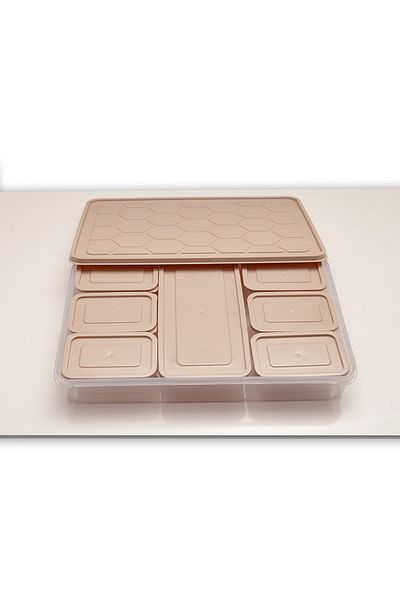 SURFACE HOME 16 Piece 7 Compartment Multi Beige Storage Set with Lid - Breakfast Soft (BEIGE)