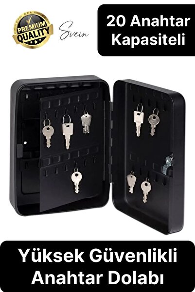 Svein Premium Sağlam Yüksek Güvenlik Büyük Kilitli Anahtar Obje Kutusu Kapakl...