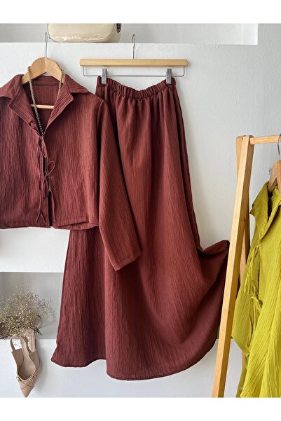 ENDAMIM GPFRE Σετ δύο τεμαχίων - με γιακά πουκαμίσου και λεπτομέρεια δεσίματος μπροστά