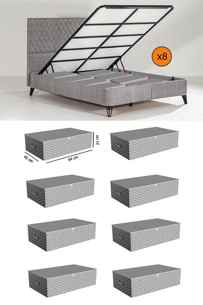 Spartek home textile Gray Polka Dot Large Size under Base & Sofa Bed Storage Set 65X45X22 cm