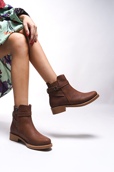 Riccon Elyedelia Kadın Toka Detaylı Lastikli Bot 0012452 Mat Taba